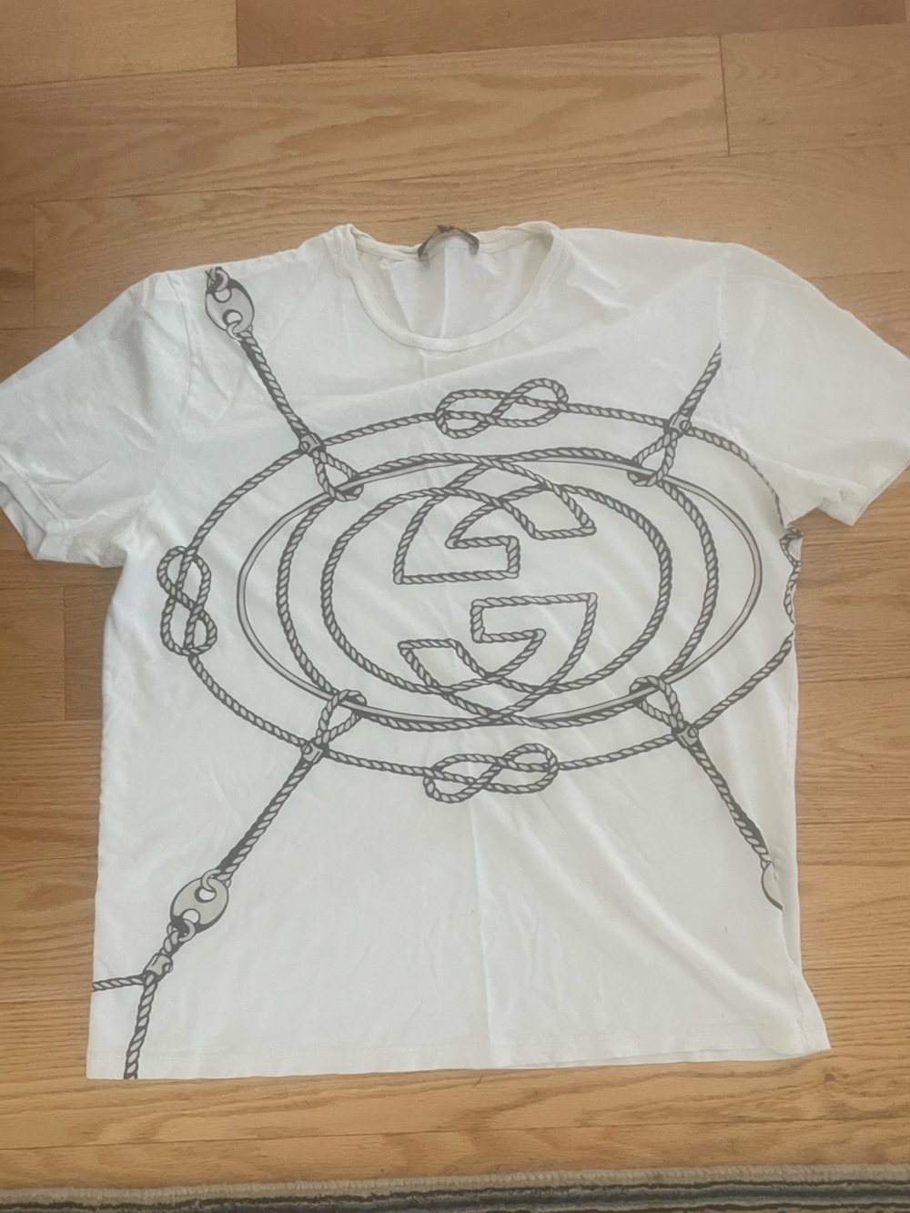 White Tee with Nautical Rope Graphic